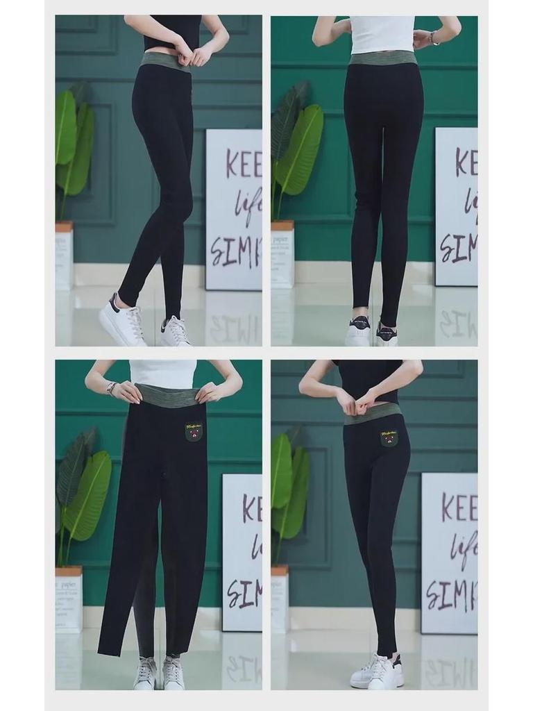 Women's Plus Velvet Lambskin Bear Leggings: Slim Fit, Hip-Lifting, Warm Cotton Pants for Autumn & Winter Outerwear in Large Sizes.