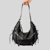 SHELKSBAG Strappy Punk Style Motorcycle Underarm Bag Y2K Puttee Design Trendy Metal Zipper Shoulder Bags Women Crossbody Handbag
