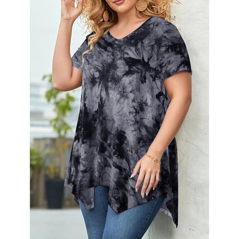 QICED Women's Fashion Casual Short Sleeve O-Neck Blouses & Shirts