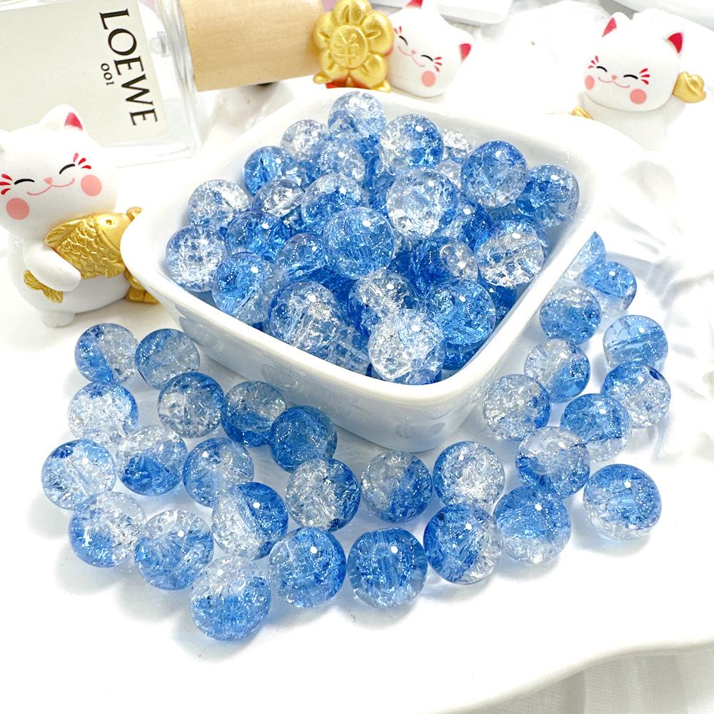10mm Crackle Glass Round Beads, Loose Spacer Beads DIY Accessories for Bracelet Making 50pcs