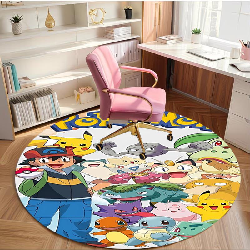 Pokemon Print Round Rug, Washable Floor Carpet, For Entryway Dorm Laundry Room Office Study, Home Decor Birthday Christmas Gift