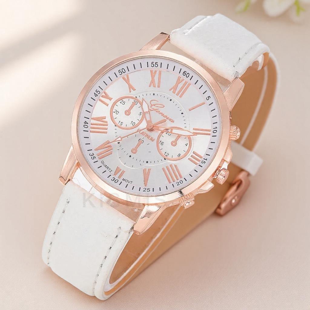 Fashion Geneva Quartz Watch Roman Numerals Three Eye Six Pin Casual Wrist Watch for Women Men Couple Stylish Dress Watch
