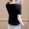 Summer New Women's Cotton T-shirts Short Sleeve Tops Trendy Elegant 3D Flower Designer Tees
