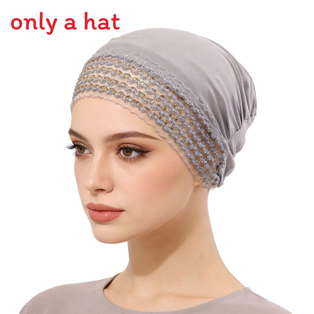 Silk Cotton Sunshade Headscarf With Adjustable Fit And Rhinestone Decor For Summer And Winter Fashion