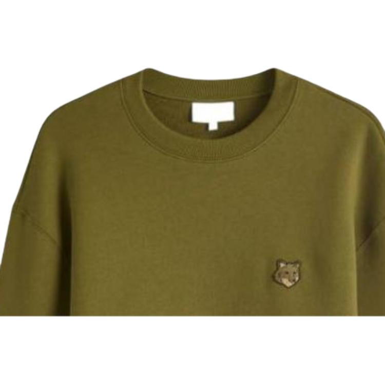 Maison Kitsune Fox Head Patch Crewneck Long Sleeve Sweatshirt Men Sweatshirt Green MM00316KM0307-P384