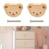 2pcs Bear Shaped Wooden Knobs Single Hole Beech Wood Handles Wood Cupboard Cabinet Handles Knobs for Chest of Drawers with Screws& Expansion Tube