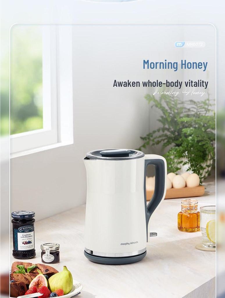 Mofei MR6072 Double Layer Anti-Scald Electric Kettle with Seamless 304 Stainless Steel Liner.