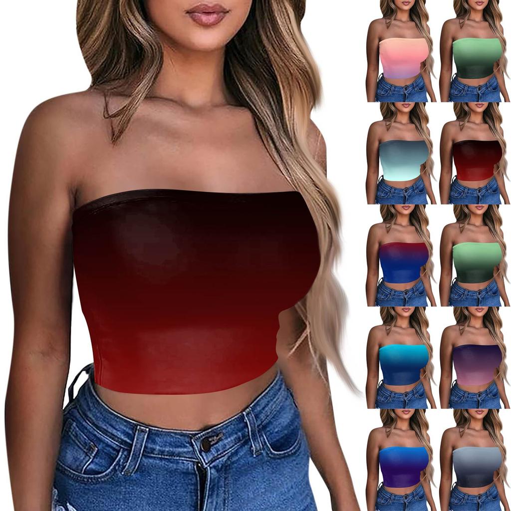 Crop topy pro ženy Sexy Cami tílko Letní trubkové Bez rukávů s potiskem Kamizolové tričko Vesta