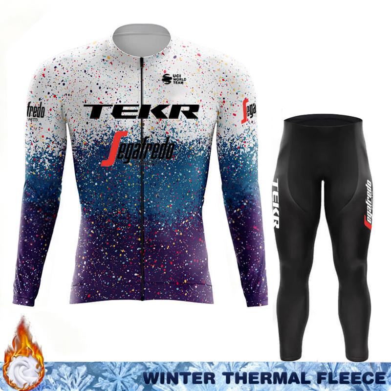Termal Fleece Cycling Jersey Men's Winter Suit TEKR Thermal Man Outfit 2026 Mens Long Sleeve Clothing Jumper Set Ciclismo Hombre