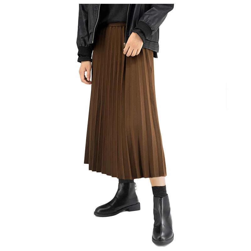 2023 New Wool Blend A-Line Midi Skirt: Pleated, Solid Color, Slimming, Great Drape for Autumn & Winter