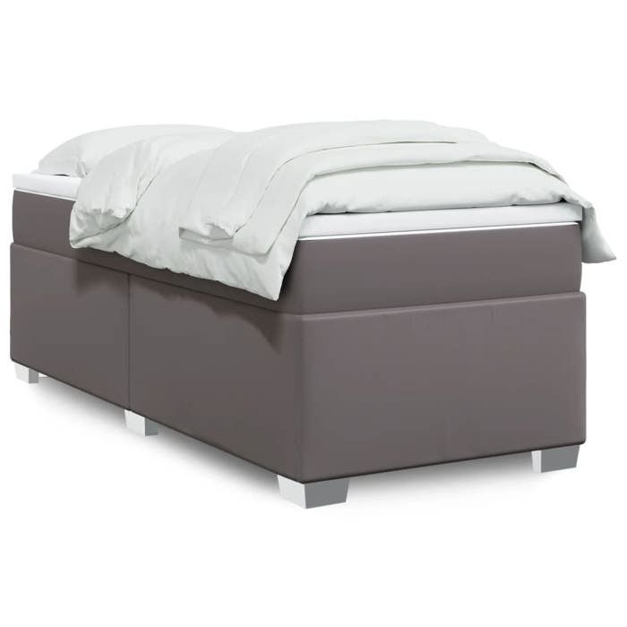 Maison Exclusive - Sommier à lattes de lit avec matelas Gris 100x200 cm Similicuir
