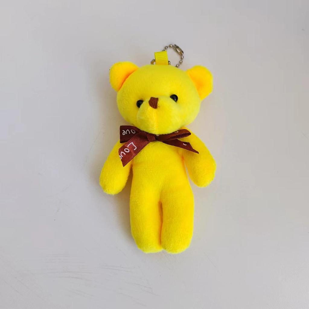 One-piece Teddy Bear Pendant Keychain with Bow Tie - Plush Toy Doll.