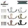 Antique Zinc Alloy Double Hook for Coats & Hats - Decorative Wall Mount with Phoenix Tail Design