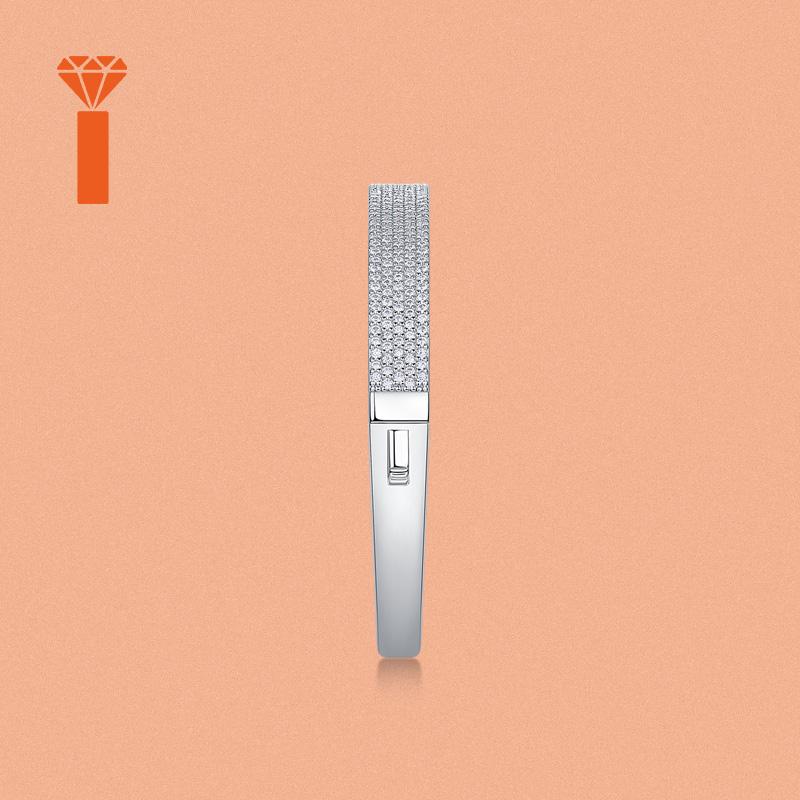 Unique Dense Paved Slim Band Moissanite Bangle S925 Sterling Silver Rhodium Plated Stackable Minimalist Women Everyday Bangle