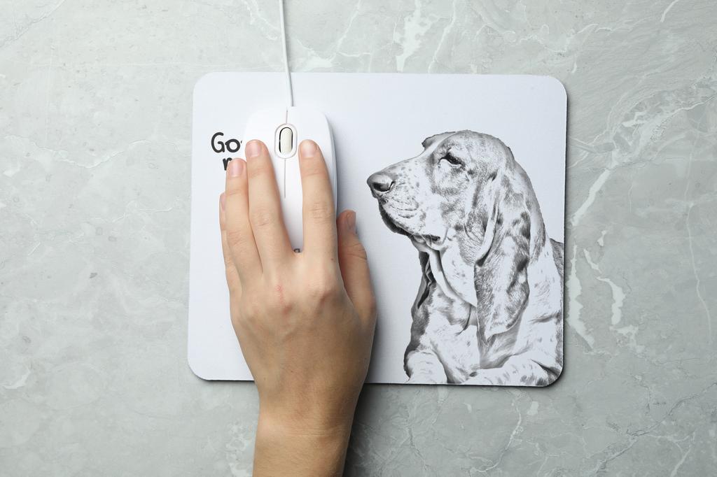 Basset Hound - Mouse Pad with Print, Personalized Dog-themed Mouse Pad, Unique Gadget for an Office Worker by Art-Dog Brand