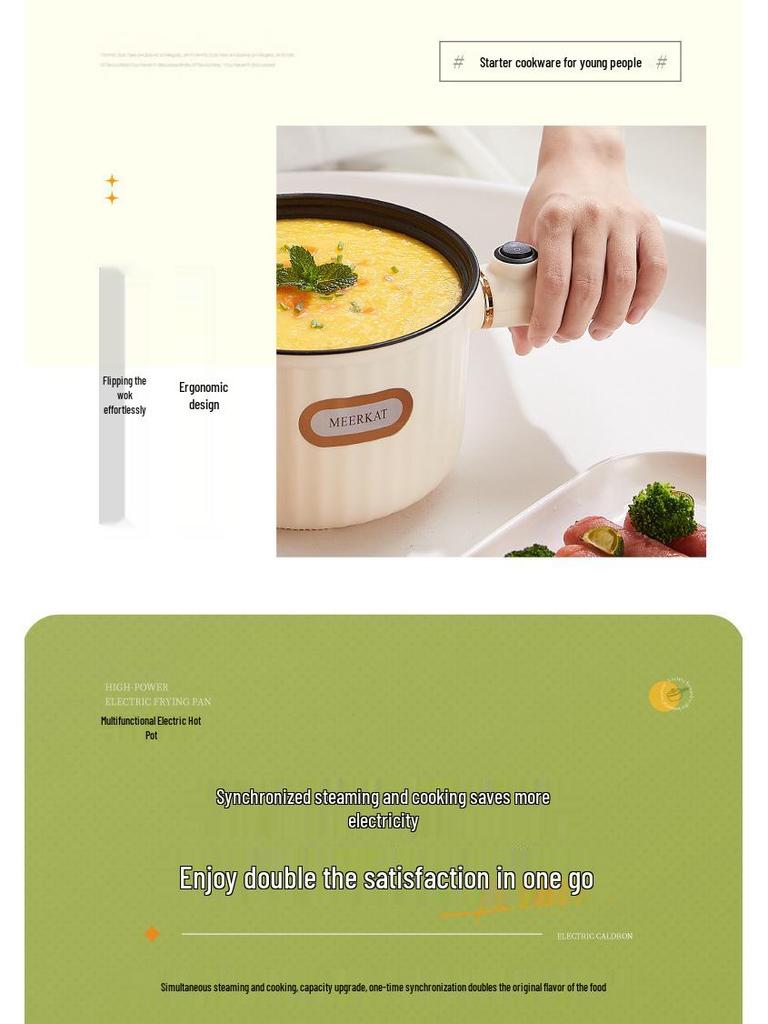 Kompakter elektrischer Hot Pot für Studentenwohnheime - Multifunktionaler Antihaft-Nudel- und Breikocher, Geringe Leistung, 110V