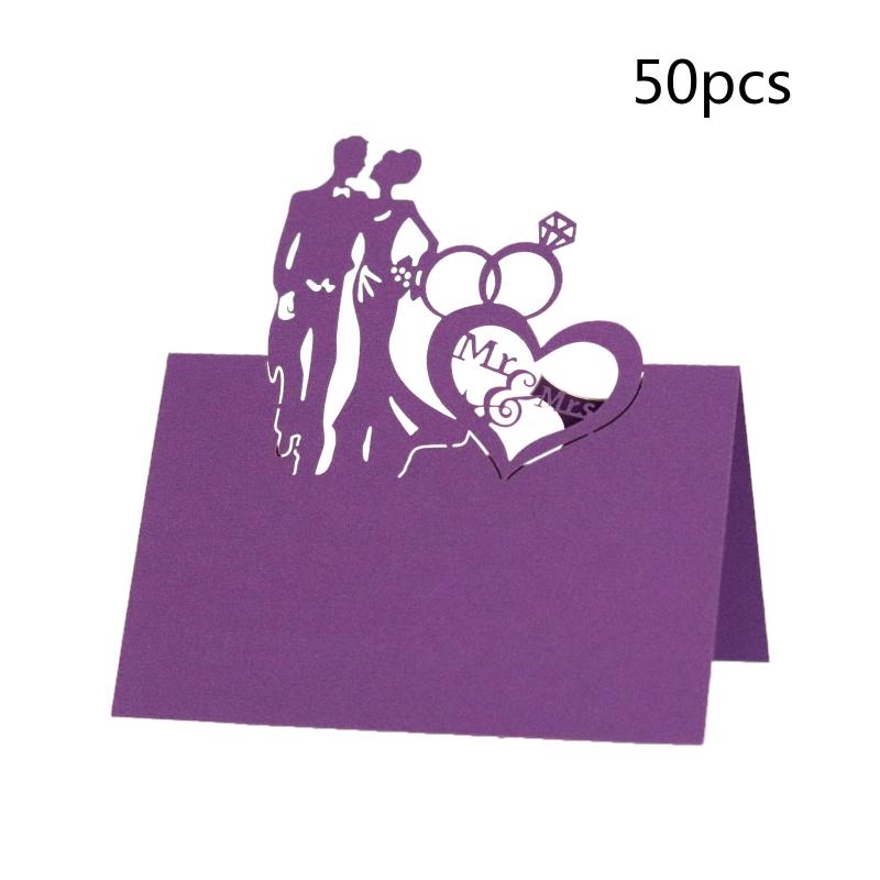 50 Pcs/set Cards MR MRS Style Wedding La-ser Cut Decor Table Cards Place Setting Name Card for Wedding Engagement Party