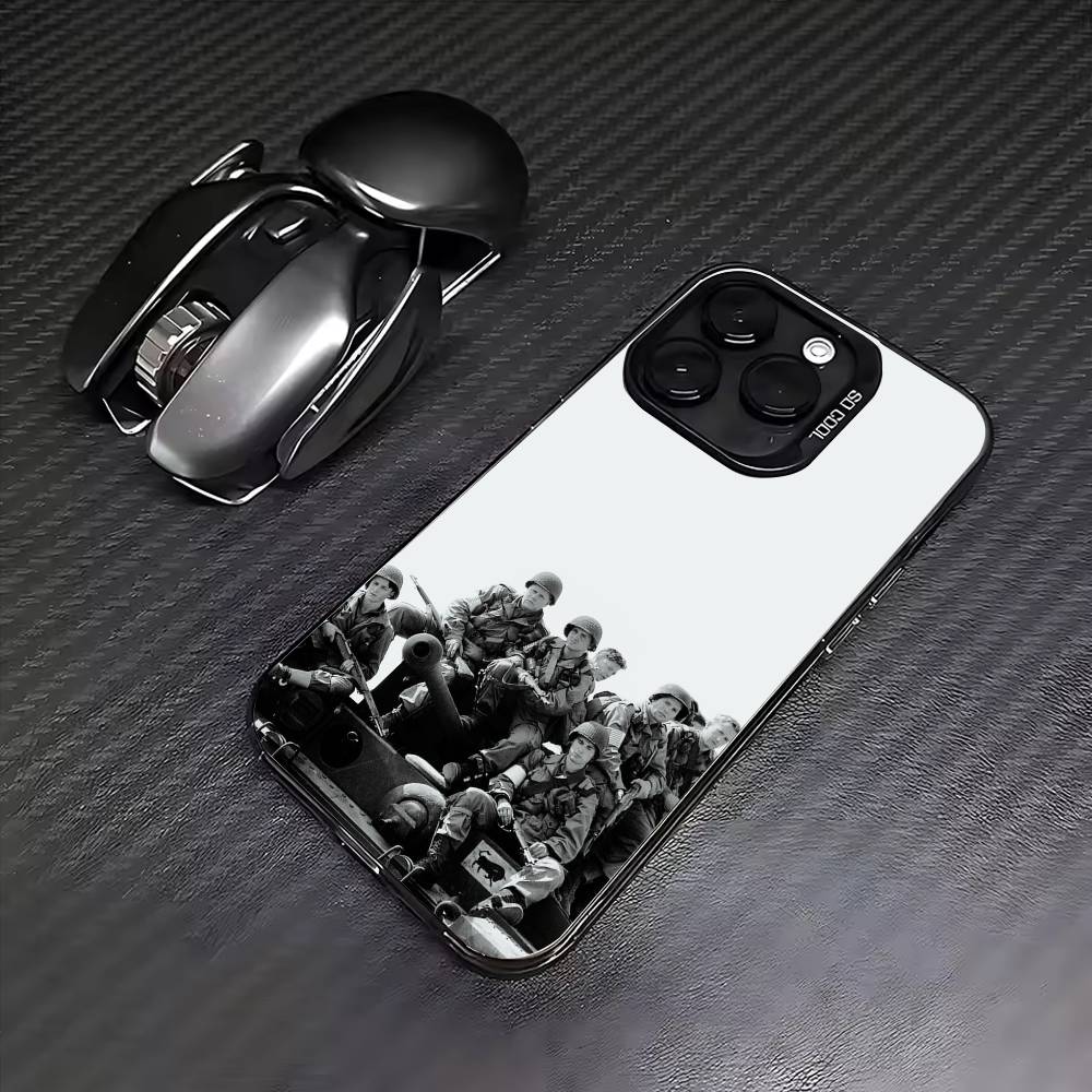Band of Brothers Phone Case For iPhone17,16,15,14,13,12,11 Plus,Pro Max Colored Silver Plated Inside Cover