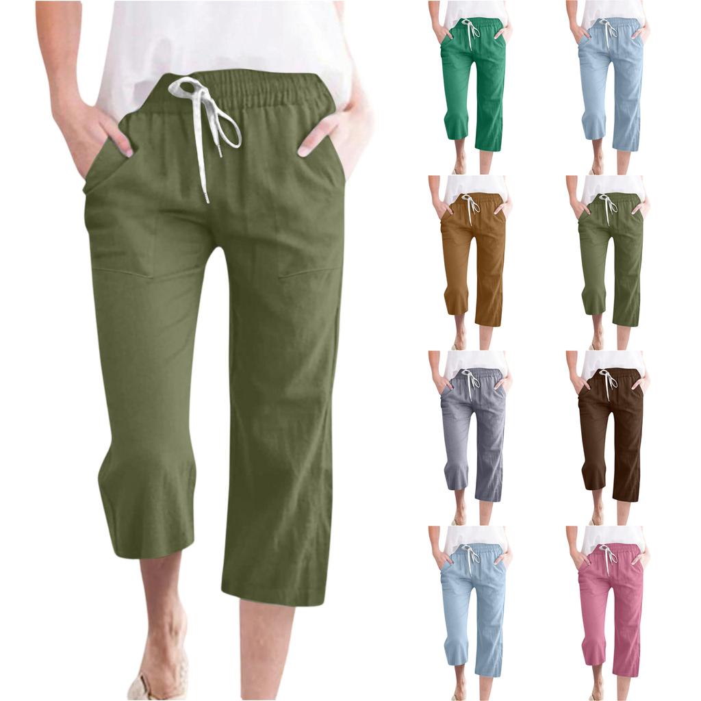 Women's Casual And Fashionable Color Loose Pants With Pocketes