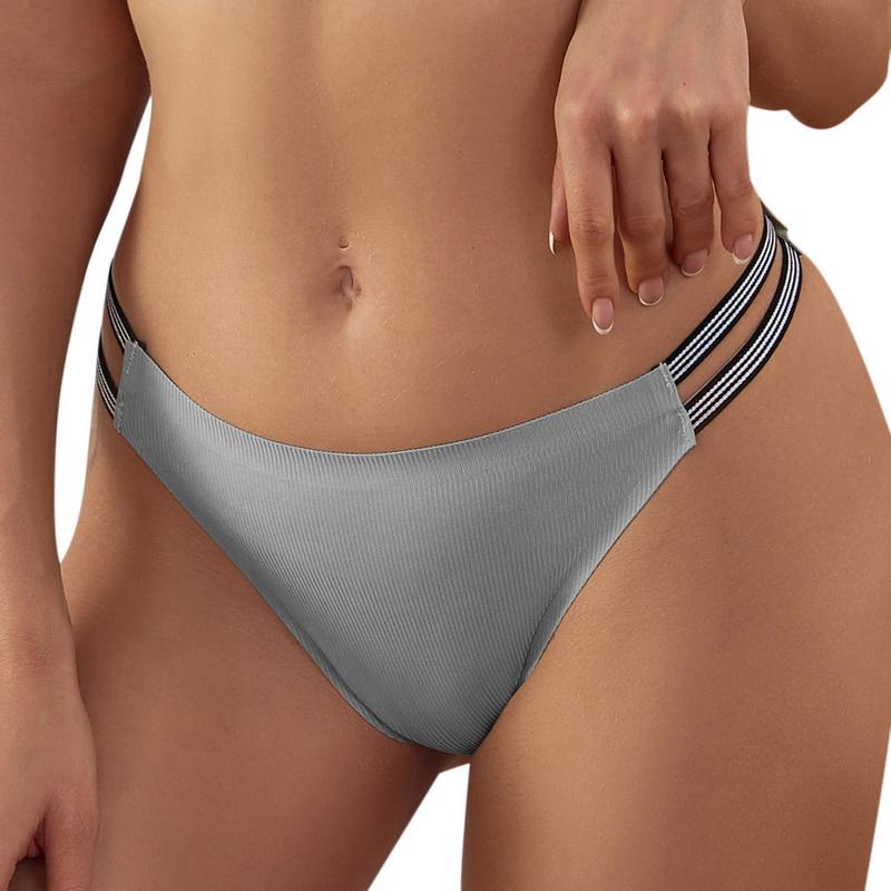 

Женские стринги в полоску с эластичной резинкой на талии, нижнее белье, сексуальные футболки, трусы большого размера, трусы M серый