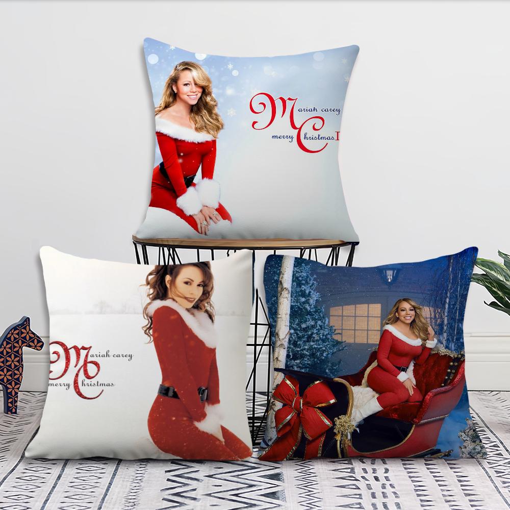 Singer M-Mariah Carey Merry Christmas Cushion Cover Pillow Cover Decoration Room Home Sofa Living Office Car Nordic Simplicity