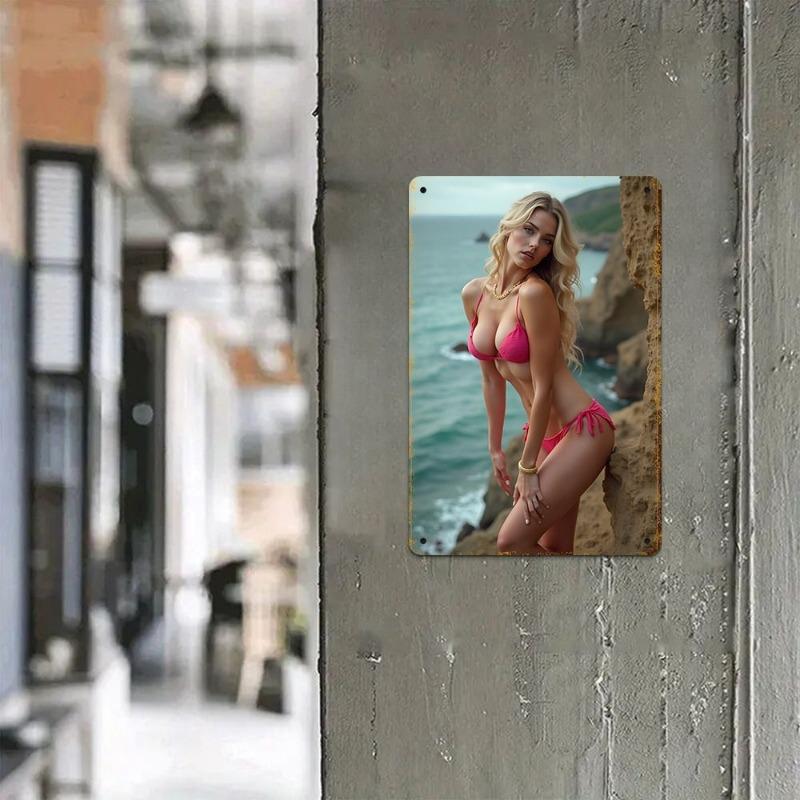 Lamiere Pin-Up Girl, Decorazione Metallica per Officina Garage 20x30cm
