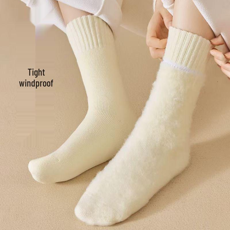 

Женские толстые теплые флисовые махровые хлопковые носки средней длины - Осень/Зима Японский стиль One size