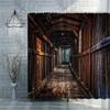 Old Fashioned Door Bookshelf Shower Curtain Creative Brick Wall Education Arched Door Pattern Bathroom Home Decor With  Hooks