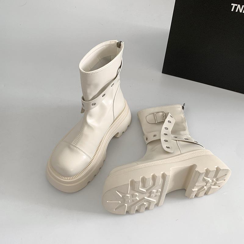 Brown American Retro Platform Martin Boots Women's Summer 2025 New Maillard Thin and Heightened Short Boots