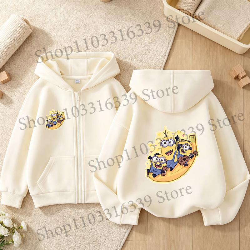 New Minionses Kids Zipper Hoodies Coats Girl Boy Sweatshirt Clothes Long Sleeve Harajuku Pullovers Casual Hooded Tops GIFT 2026
