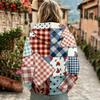 Felpa da donna con cappuccio, stampa retrò, manica lunga, tasche e design casual a pullover