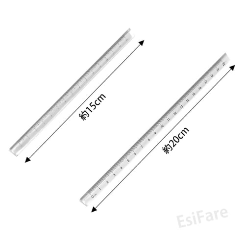 EsiFare Transparent Straight Rulers, Set of 2, Triangular Ruler, Triangular Ruler, 0-15cm, 0-20cm, Three-Sided Straight Ruler, Transparent Stationery,