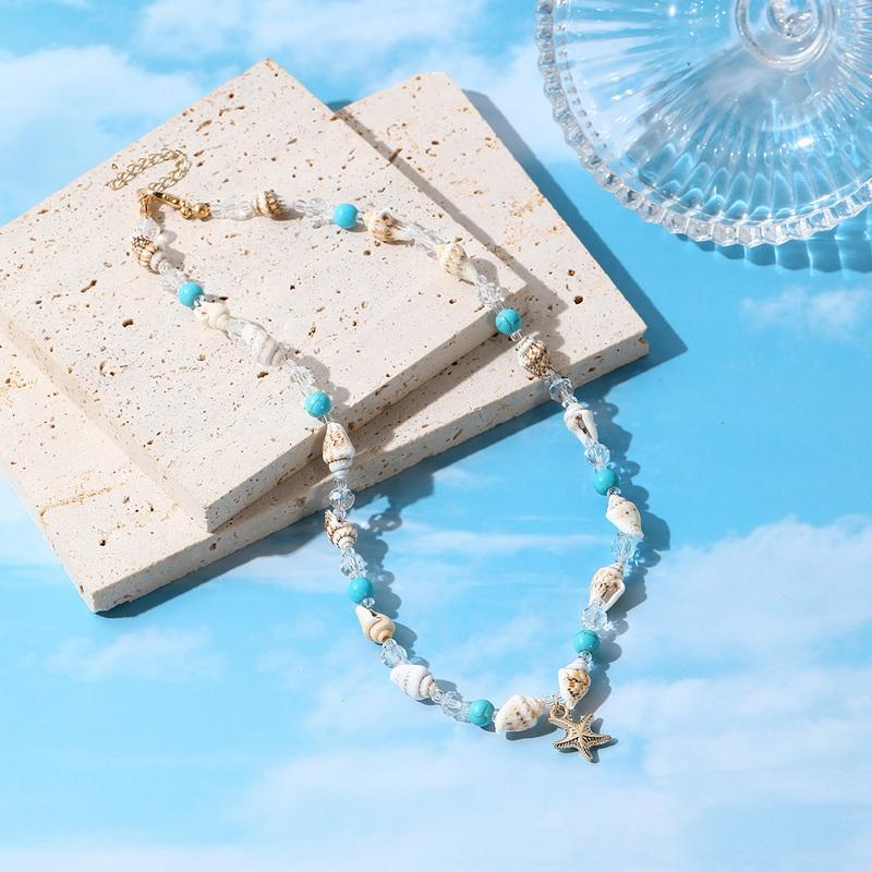 Bohemian Cowrie Shell Necklace for Women Summer Beach Choker Conch Starfish Pendant Beads Collar Boho Holiday Jewelry Gift 2026
