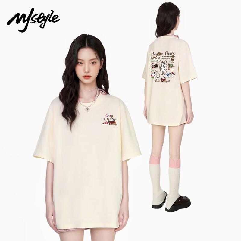 MJ STYLE Notebook Cat Short Sleeve T-shirt S