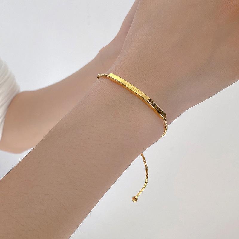 Vintage Gold Letter Bracelet For Women Minimalist Summer Jewelry Simple Elegant Friend Gift Boho Chic