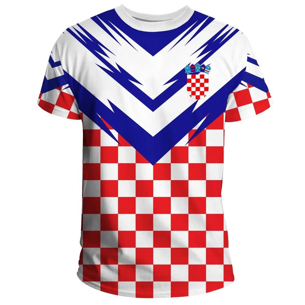 Croatian Flag Printed T-shirt Men's Crewneck Comfortable Summer Oversized 6XL Graphic Tees Men T Shirts High Quality Clothes