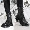 Autumn Winter Shoes Men Leather Snow Boots Thick Sole Non-slip Warm Plush Cold Winter Military Male Ankle Botas Black