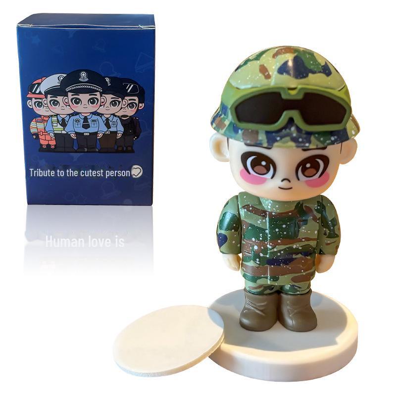 Cartoon Police Officer Keychain - Security, Traffic, Fire Service Commemorative Gift