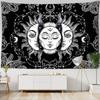 White Black Sun Moon Mandala Tapestry Wall Hanging Witchcraft Wall Tapestry Hippie Wall Carpets Dorm Decor Psychedelic Tapestry