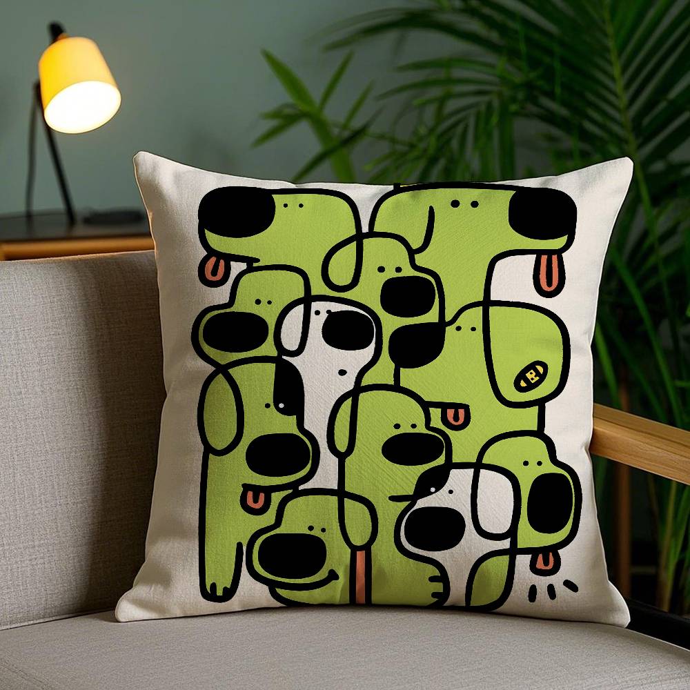 Abstract Funny Creative Dog Cartoon Pillow Case Anti-dustmite Pillowcase Invisible zipper silky short plush Sofa cushion cover