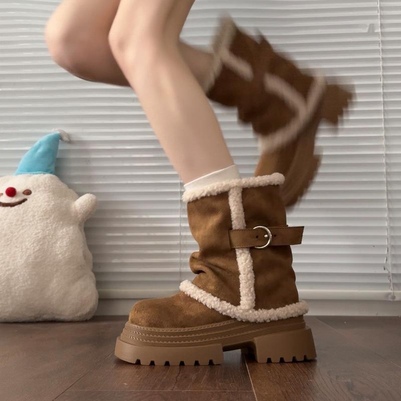 Thick-soled Northeast Snow Boots Winter Fleece Thickened Cotton Boots Fashion Sleeves Short Boots