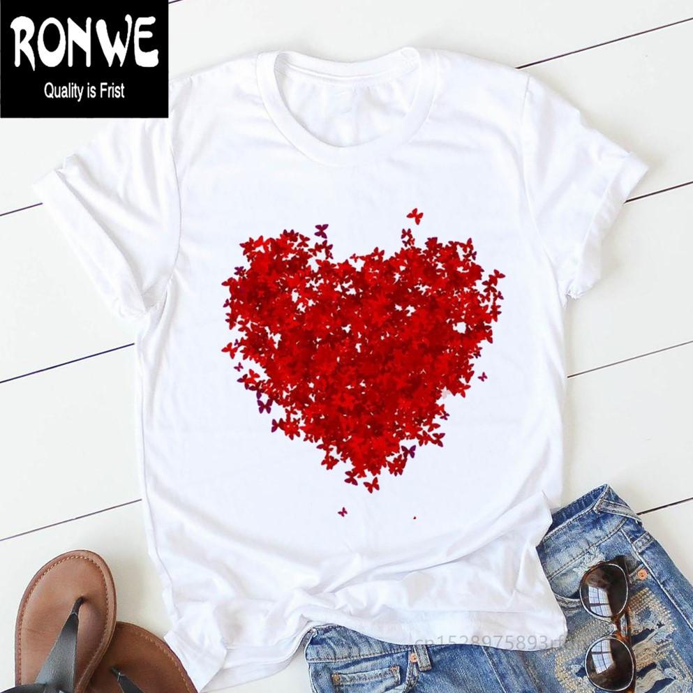 Pink Heart Flower Print Women Tshirt Casual Funny T Shirt Gift 90s Lady Yong Girl Drop Ship PKT-894