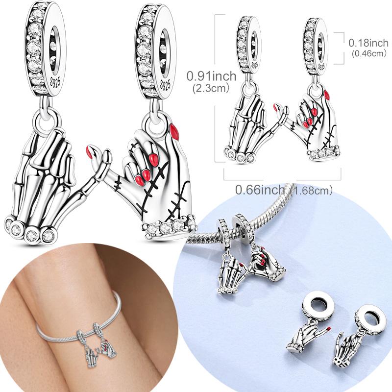 Original Copper Charm Bead Two Hands Pinky Promise Pendant Fit Original Bracelet For Women Diy Jewelry Friend Gift