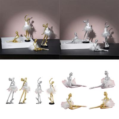 Elegant Ballet Dancer Statue Resins Ballerinas Girl Lady Figurine Ornament for Living Room Bedroom Tabletop Decoration
