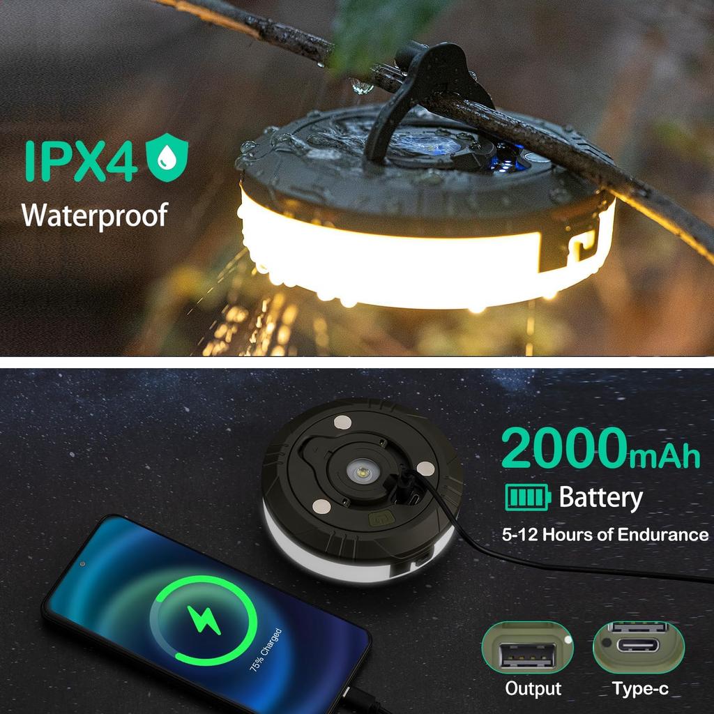 4in1 Camping Lamp Strip LED Atmosphere 10M Length Waterproof Recyclable Light Belt Outdoor Garden Decoration Lamp for Tent Room