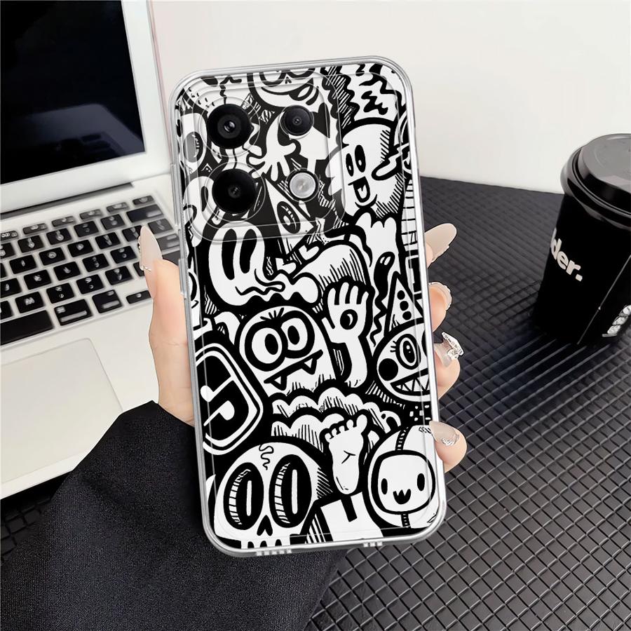 

Graffiti Black Soft Phone Cover Case for Xiaomi Redmi Note 14 Pro Plus 12 A4 13C 12S 9 10 11S 11 10S Note 13 14C Redmi Note 10 5G
