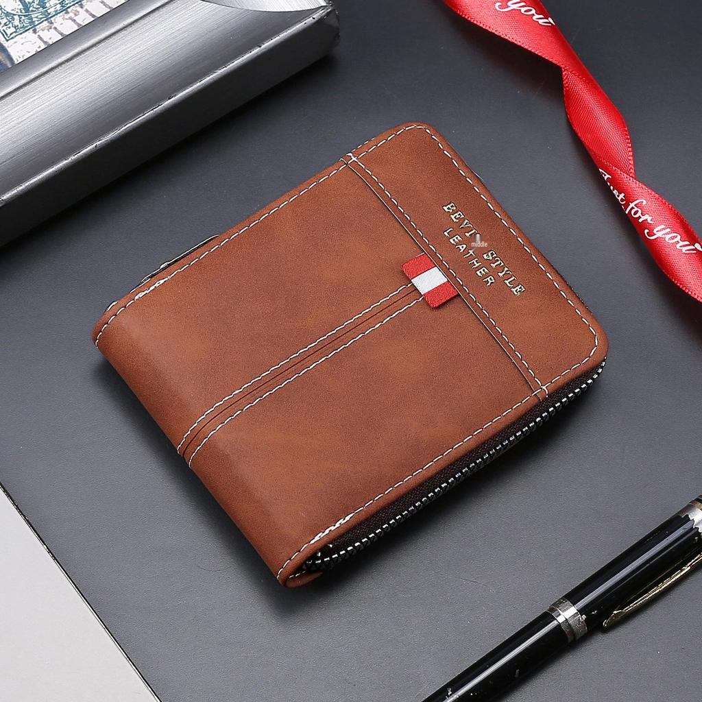 Men's Wear-resistant Vintage Zipper Wallet Clip - Casual Horizontal, Large Capacity