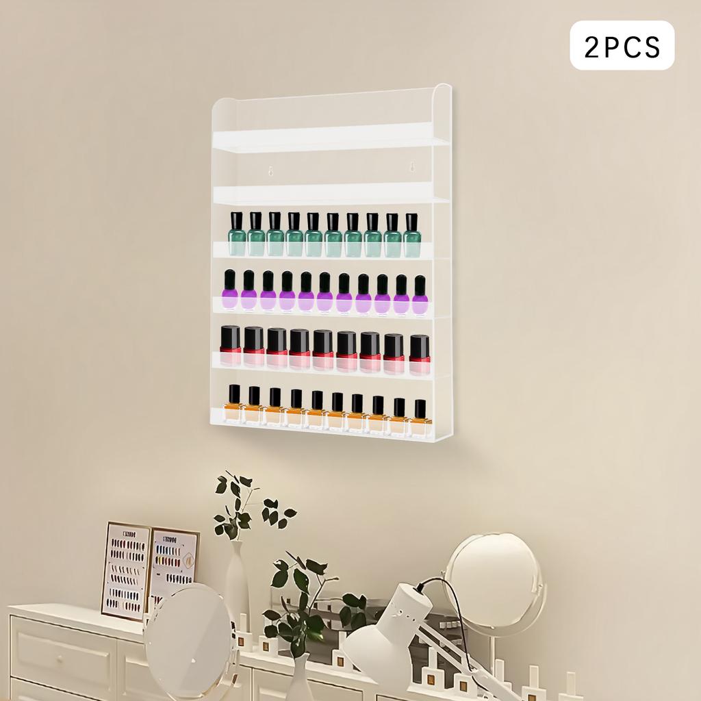 6-stufiges Acryl-Displayregal für Nagellack, 2 Stück Klare rechteckige Wandmontage-Displayregale für Nagellack 51*5*61cm für Nagelstudios