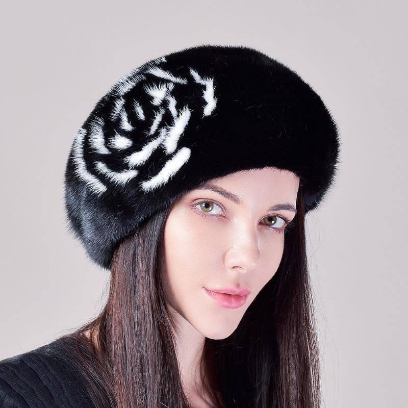 

Импортная норковая шапка женская из натурального норкового меха зимняя дорожная теплая берет элегантная повседневная новая