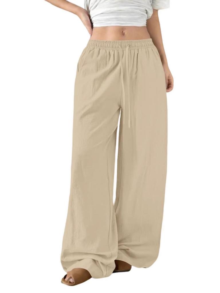 Women's High-Waist Loose Wide-Leg Drawstring Pants - Spring & Autumn
